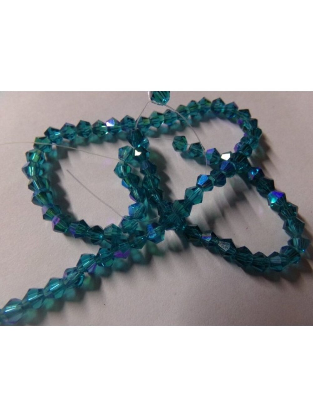 1 Strand Teal AB Color Plated Bicone Glass Beads